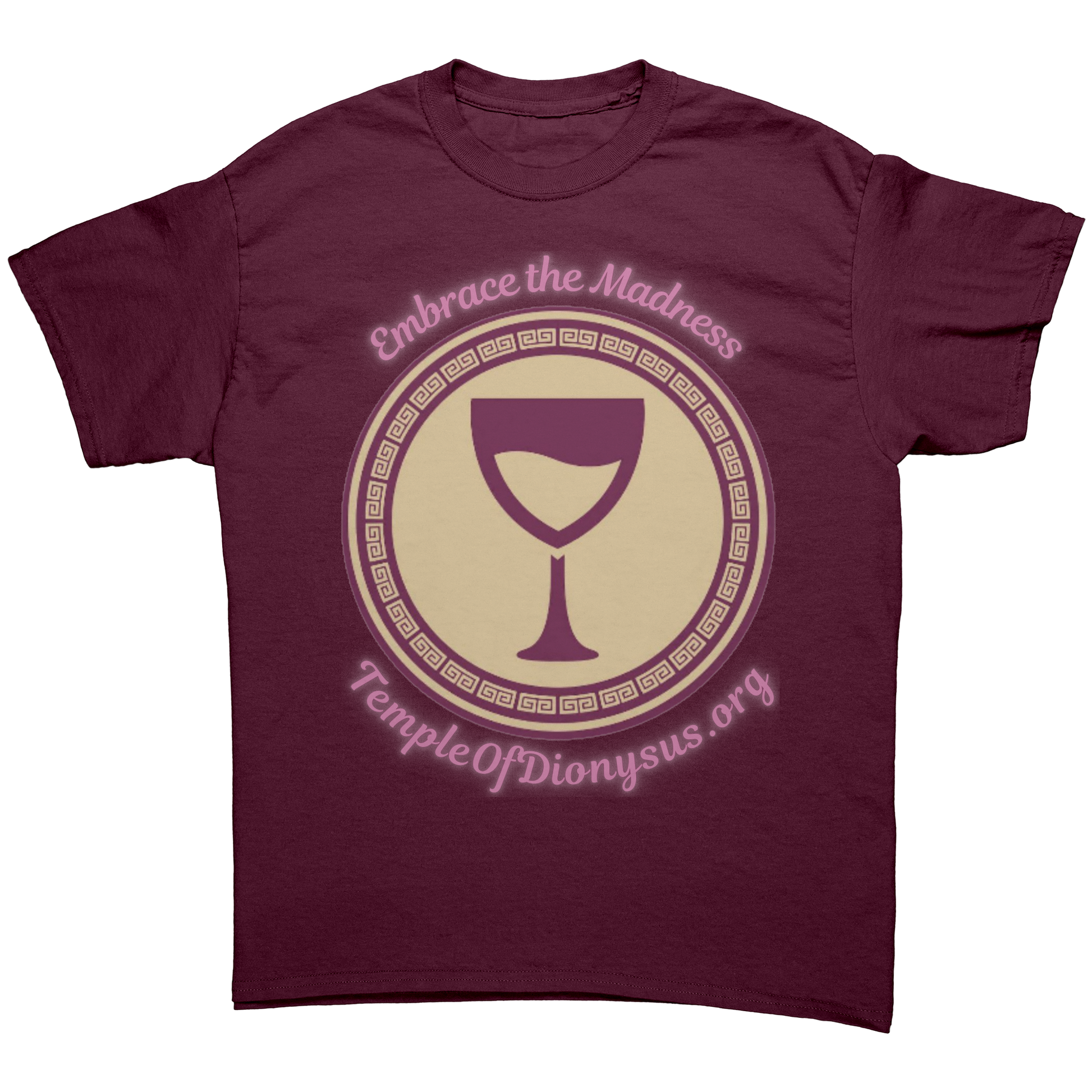 Temple_of_Dionysus_Cotton_Tee_Maroon_Front_Mockup.png