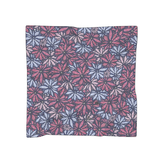 Floral Pattern Poly Scarf – Pink & Blue Botanical Wrap